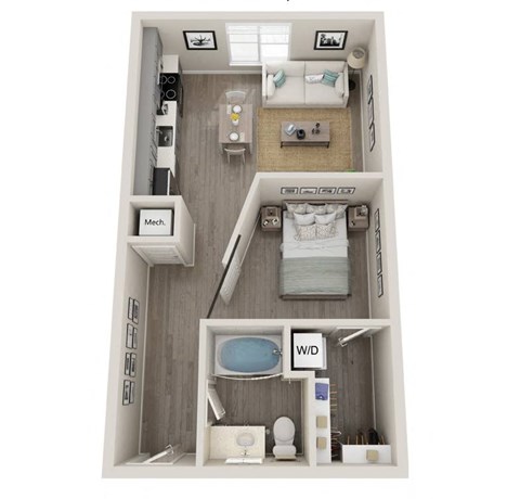 Floor plan for studio, 1 bath, 575 sqft